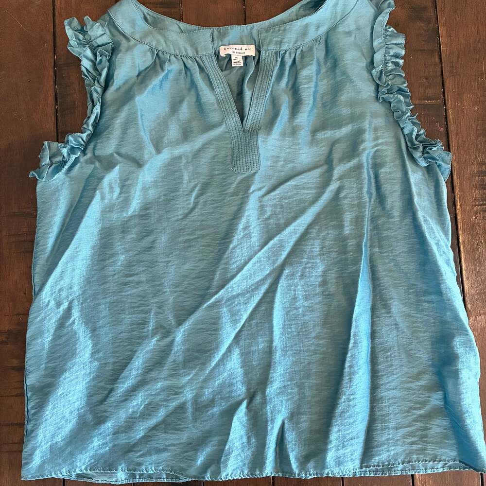 Current Air Smocked Ruffled-Sleeve Blouse